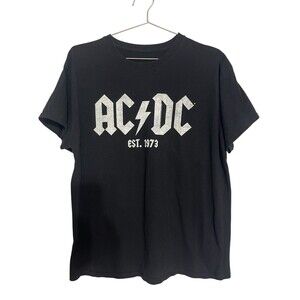 AC/DC Est. 1973 Classic Logo Graphic Band Black T-Shirt Men's 27" long 21" wide